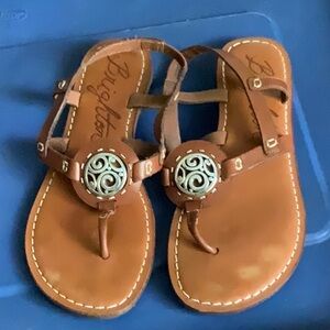 Brighton, Women’s, Apollo, Tan Leather Silver Sandals, Size 7